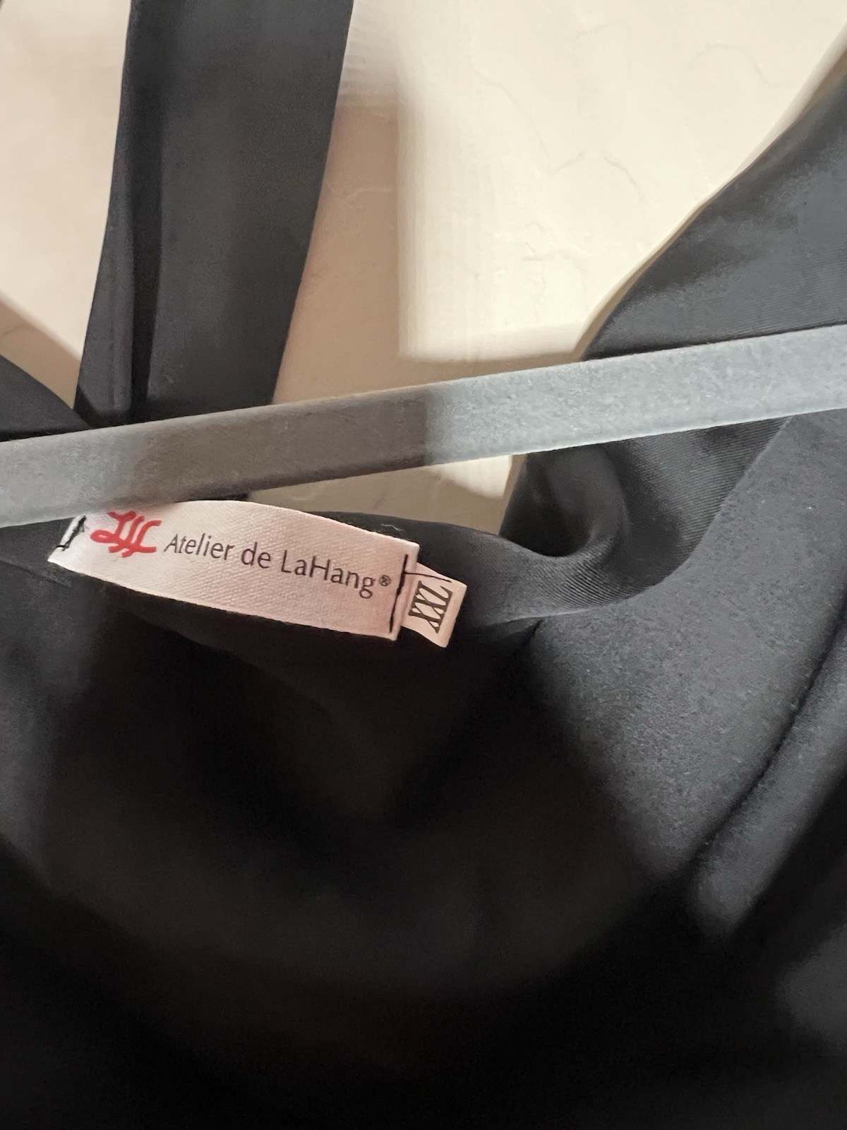 Atelier de LaHang Black Cowl Neck Short Sleeve Knee Length Tie Dress XXL