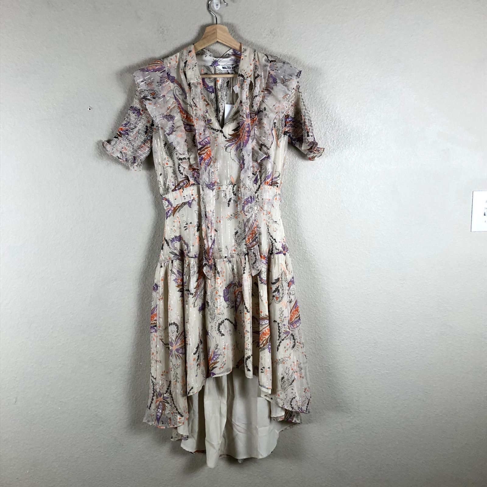 Walter Baker Dress Womens 6 Cream Floral Emma Fairy Fairycore Etheral Feminine