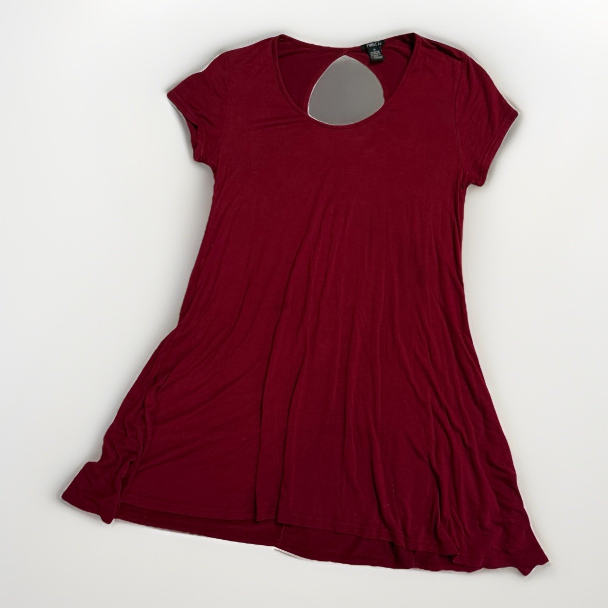 Rue21 Size M Dark Red Dress 32in Long Short Cap Sleeve Rayon Dressy