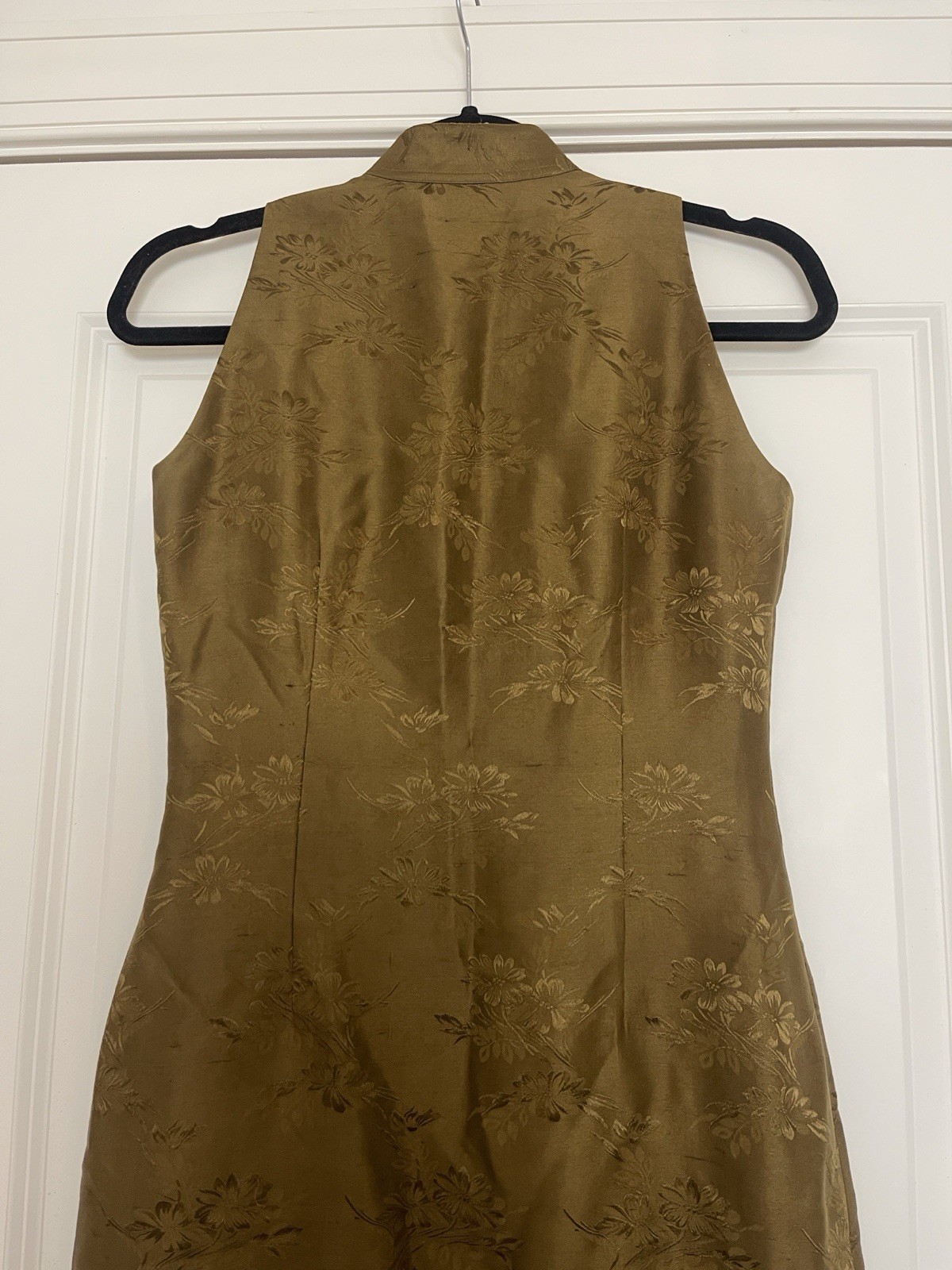 The J. Peterman Company Mandarin Collar Silk Dress Sz 4 Floral Jacquard Vintage