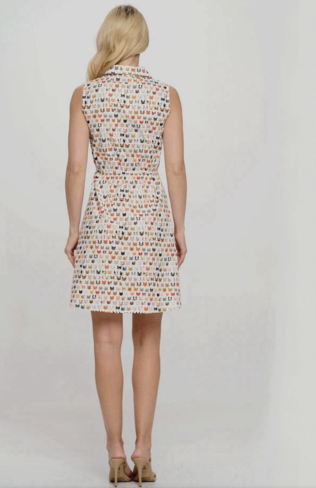 SM Wardrobe Women’s Sleeveless Cat Face Dress Medium