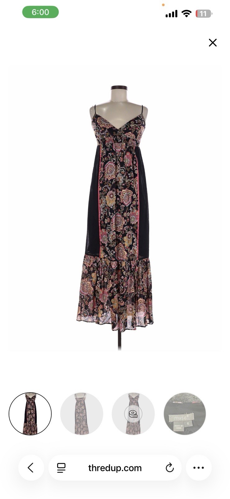 Boston Proper Muse Women’s Black Paisley V-Neck Strappy Maxi Dress Size 2
