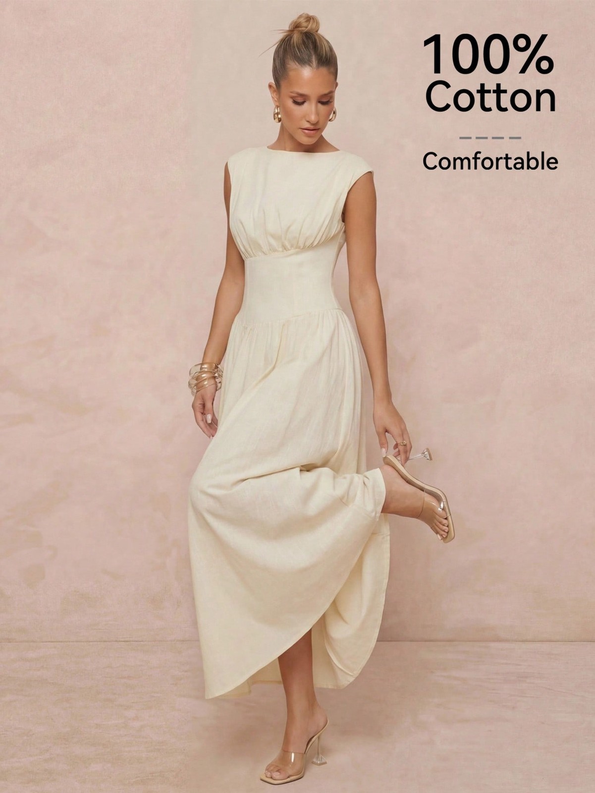 Elegant Light Yellow Wedding Guest Maxi Dress