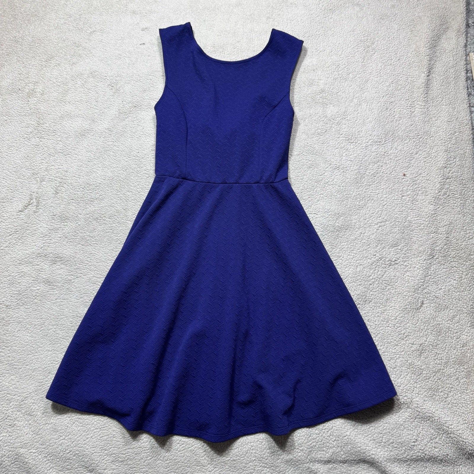 Everly Dress Womens Small Blue Sleeveless Back Bow Accent A-Line Anthropologie