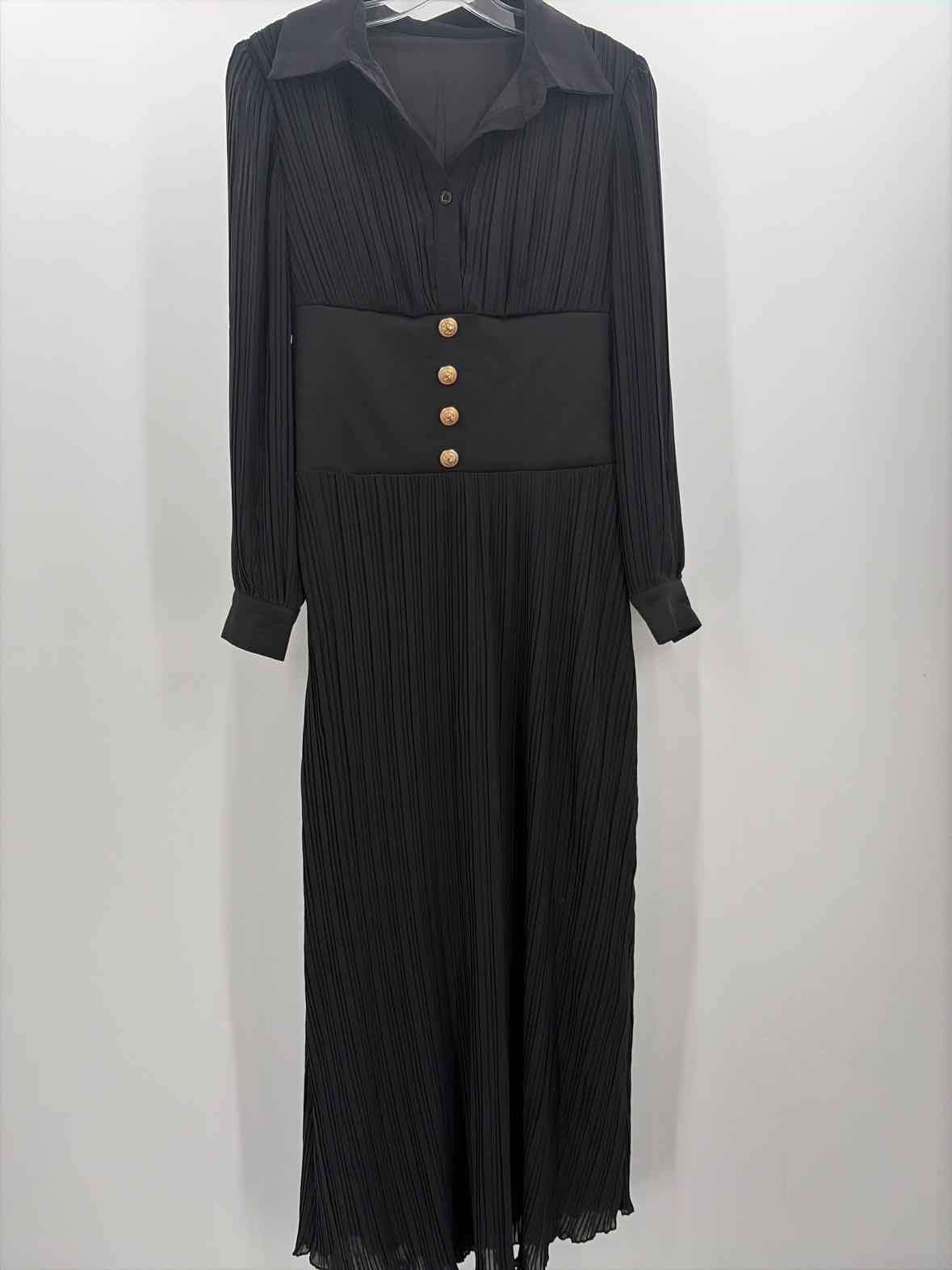 Pre-Owned Like My Choice Black Size Small Maxi Long Sleeve Dress