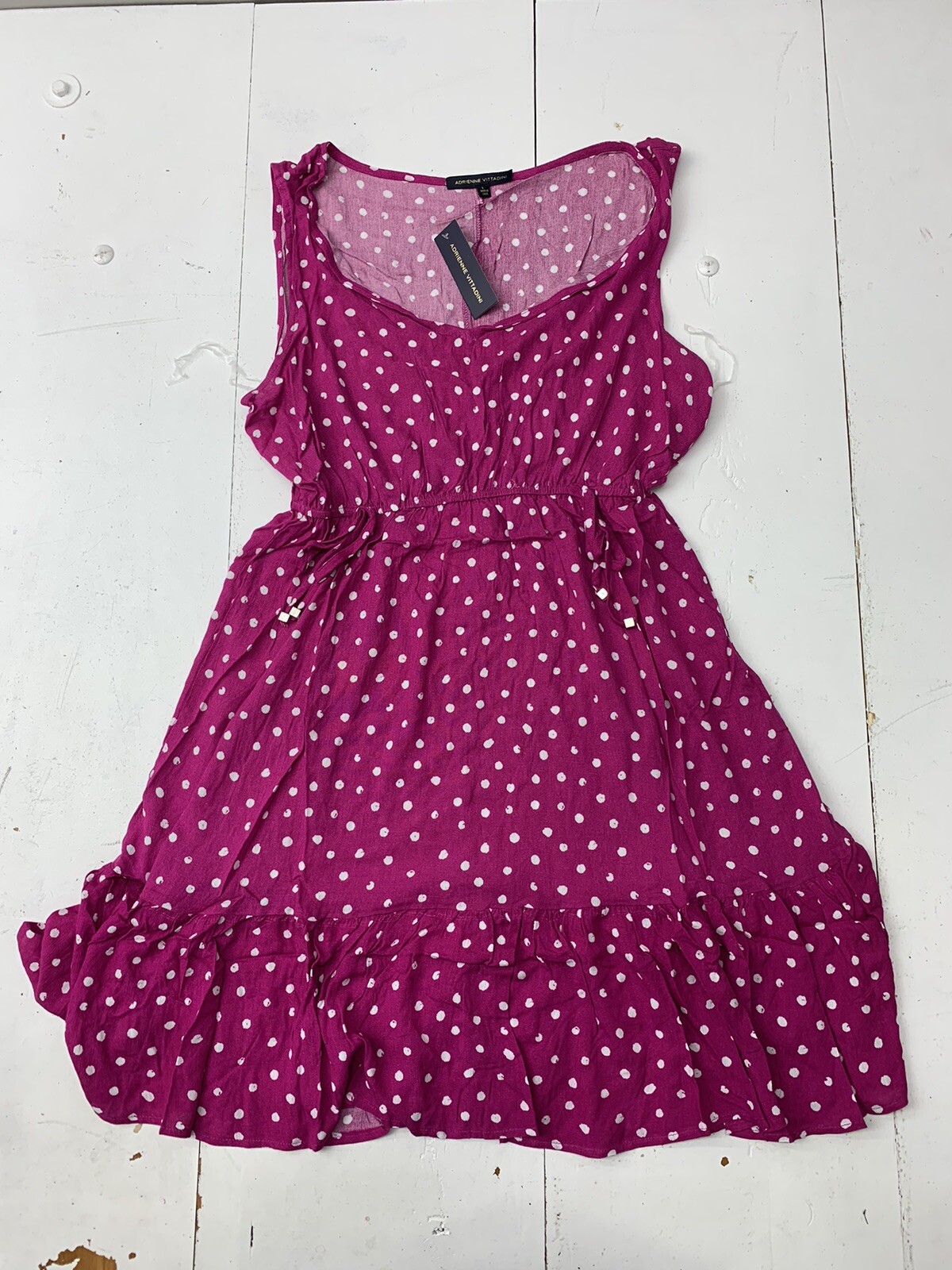 Adrienne Vittadini Womens Purple What Polka Dot Dress Size Large