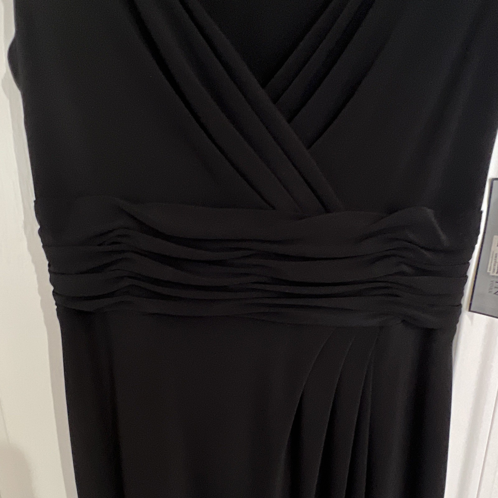 NWT Anne Klein Black Dress Size 12 Wrap Ruched Cap Sleeve Office Cocktail $148