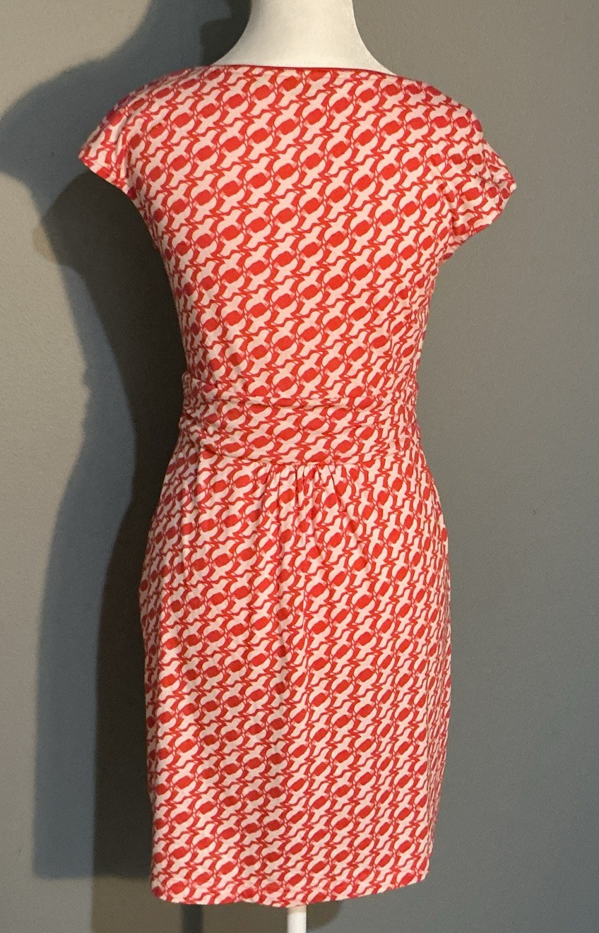 Boden Size 4 Petite Margot White Dove Bird Print Jersey Dress Scoop Neck