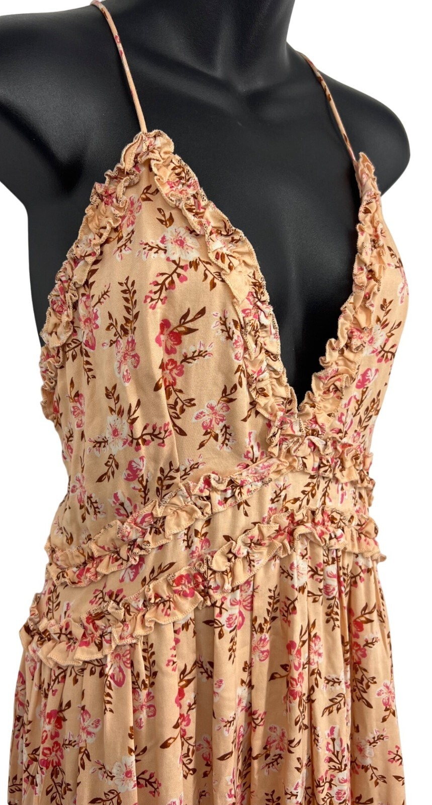 Saints & Secrets Womens Dress Size Medium Orange Floral Midi Shift Ruffle New