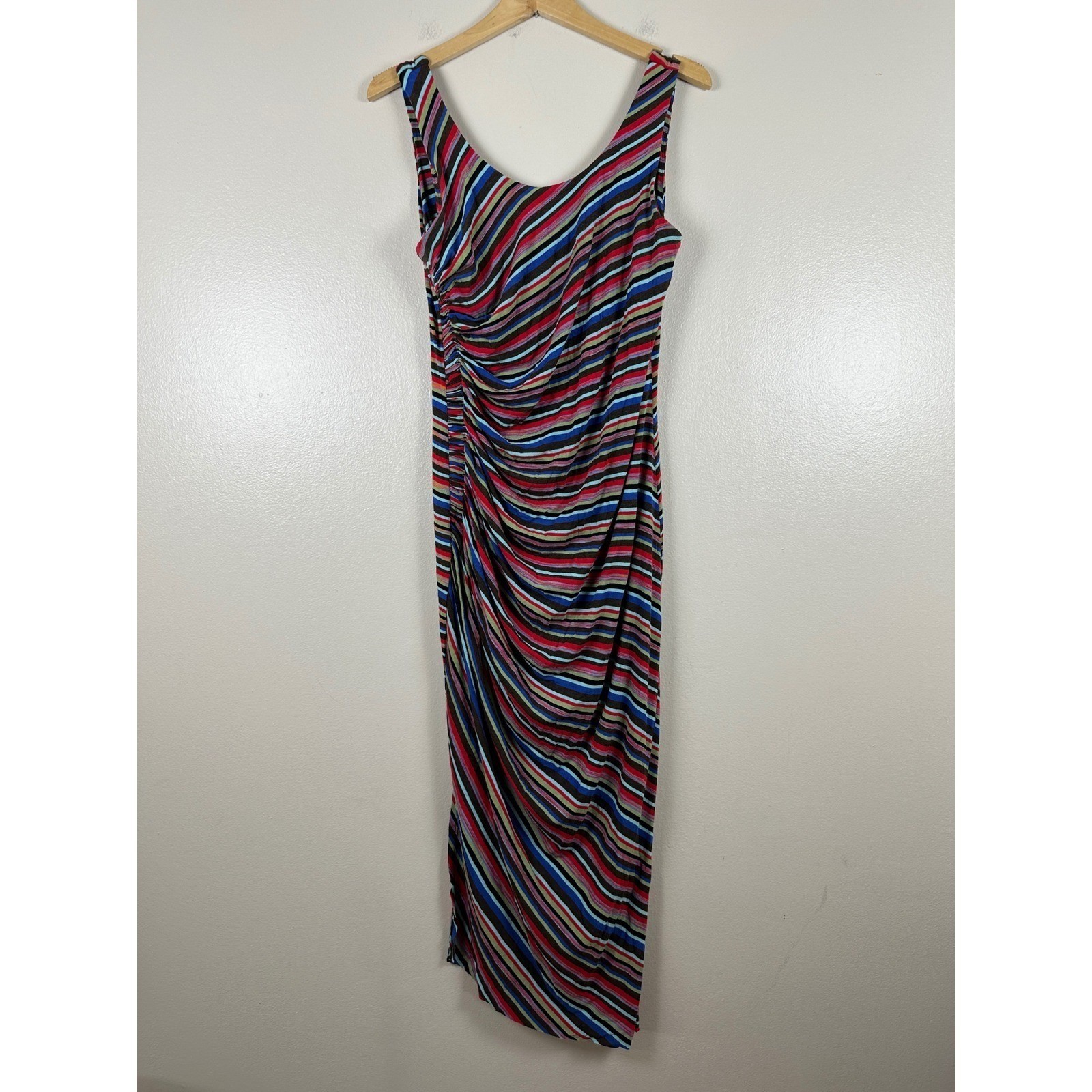 Bailey/44 Women’s Large Maxi Dress Multicolor Striped Ruched ANT-R346 USA
