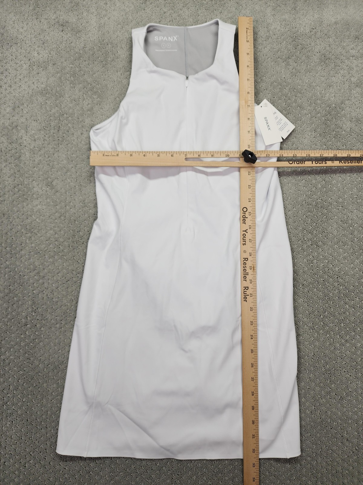 Spanx Dress Womens Small White Zip Front Racerback Built In Shorts Pockets