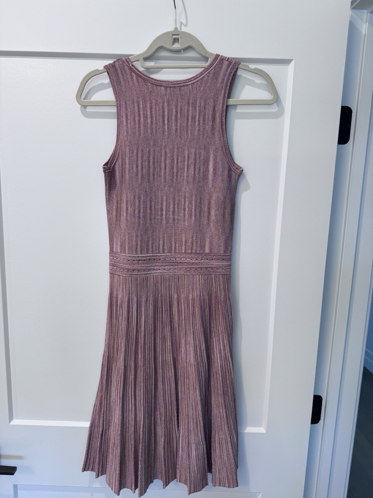 Sandro Paris Multi Solid Fit & Flare Knit Pleated Sleeveless Dress 36 R2531E-60