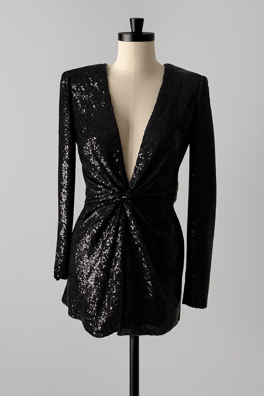 NWT GAUGE81 Midar Black Sequin Cocktail Mini Dress Plunge Twist Front Size M