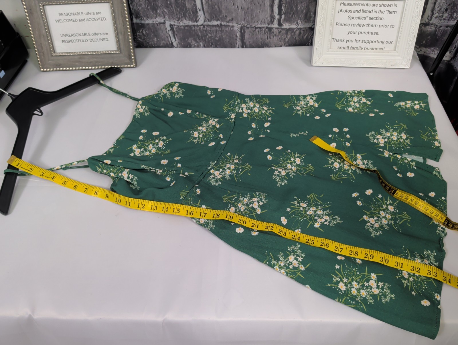 Mi Ami Size Large Green Floral Lined Back Zipper Sleeveless Sundress NWT!