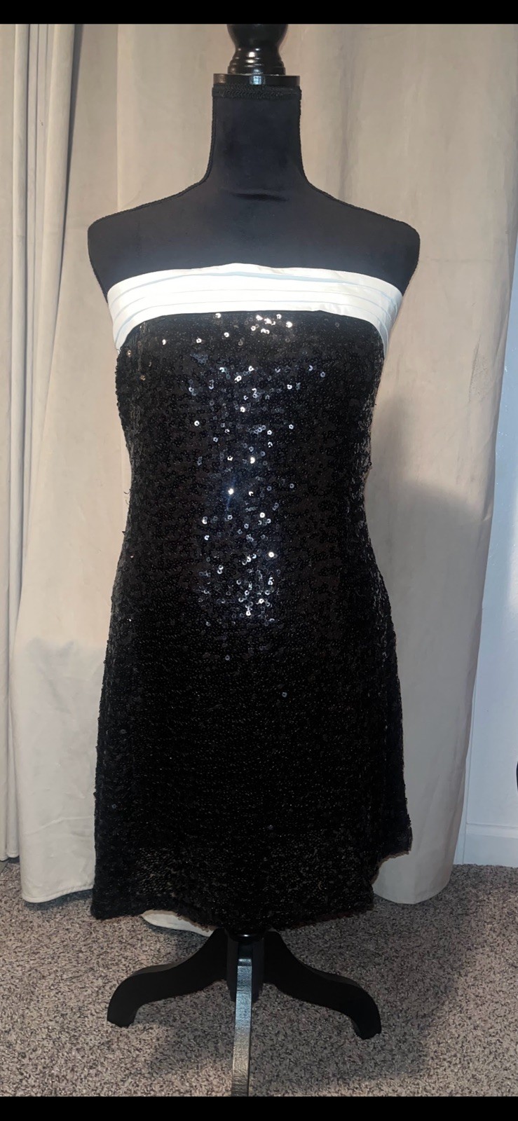 FASHION NOVA Becca Bow Sequin Mini Dress Black White Bow Party Plus 2X