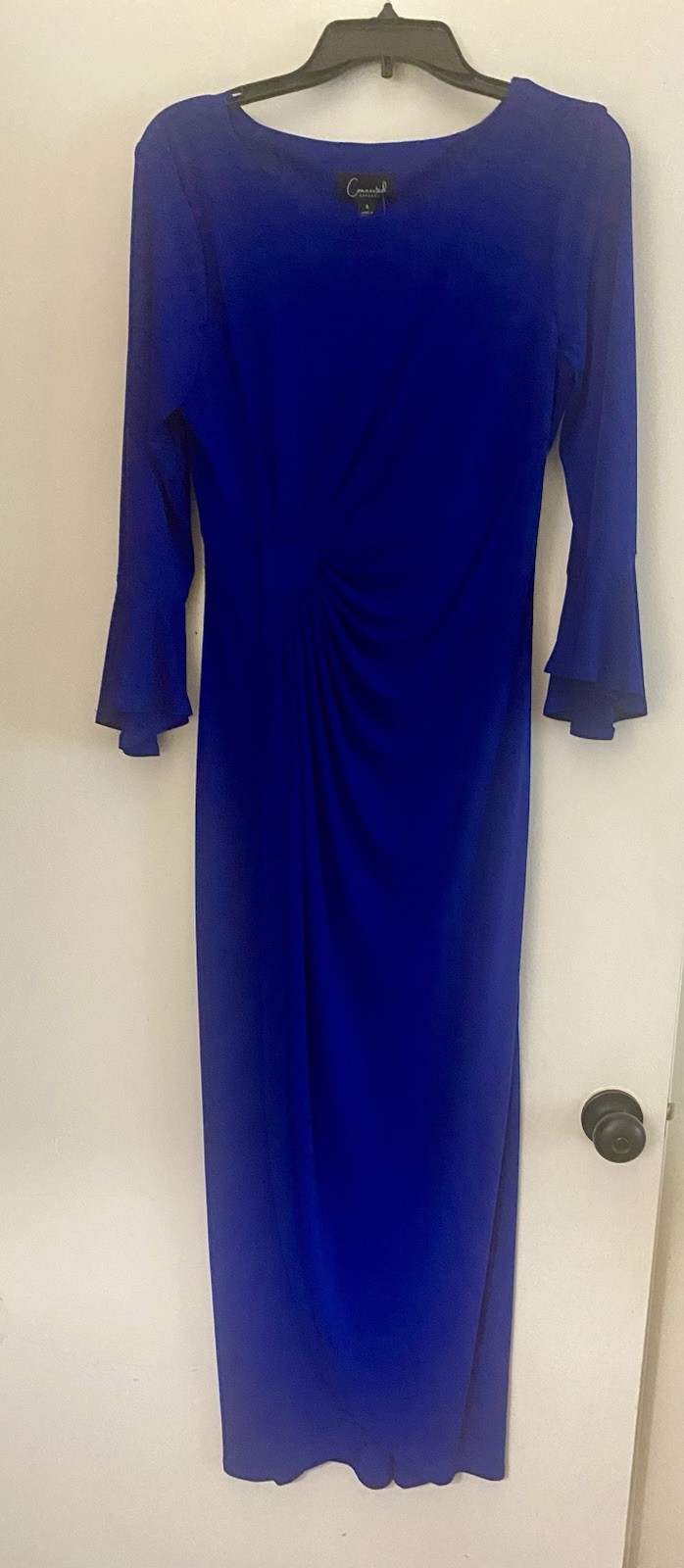 Connected Apparel Bell Sleeve Gathered Waist Gown Sz 6 Deep Cobalt Blue