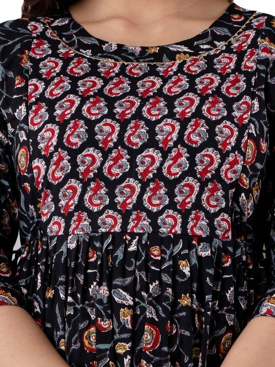 Handmade Floral Cotton Maternity Dress : Nursing Friendly Gown With Side Zipper