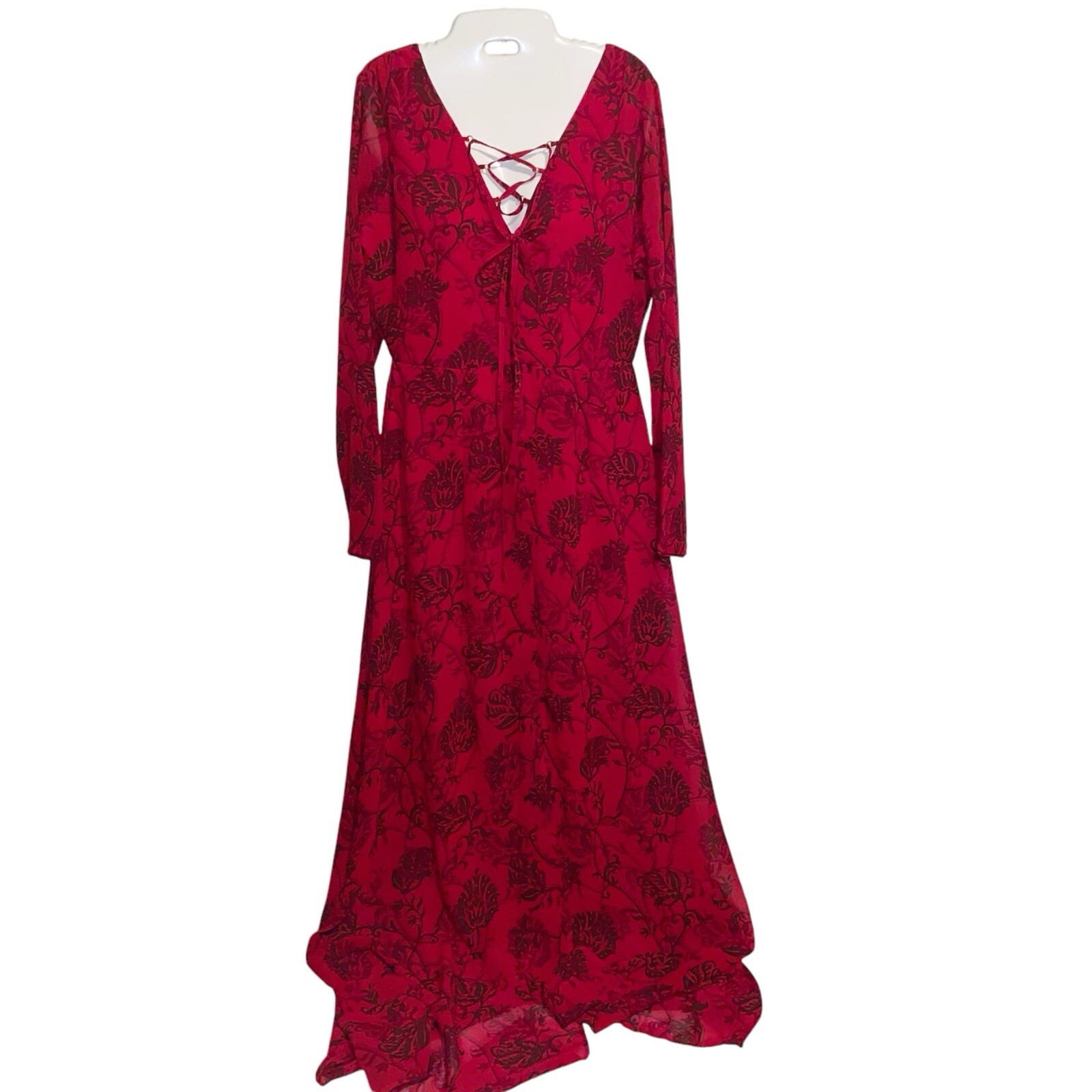Fallen Star Dress Womens Sz 12 Whimsigoth Red Long Maxi Fairy Grunge Goth Witchy
