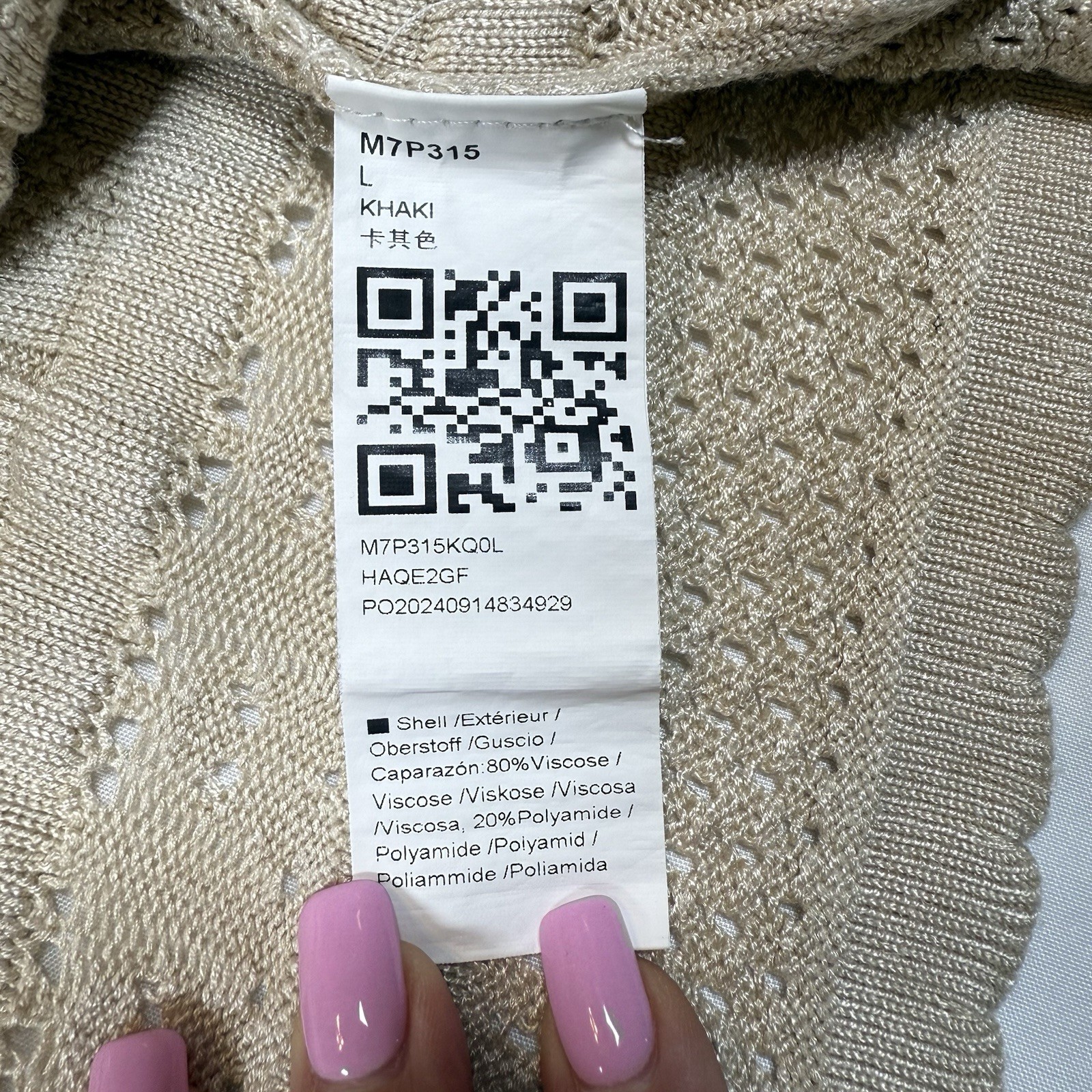 Fisoew Mini Dress Casual Knitted Crochet Hem Flowy Tank Sundress, Khaki, Size L