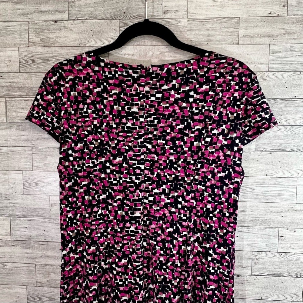 Laura Jeffries Pink,Black,White Multi-Blocks Dress -Size 12 Fit & Flare Stretch