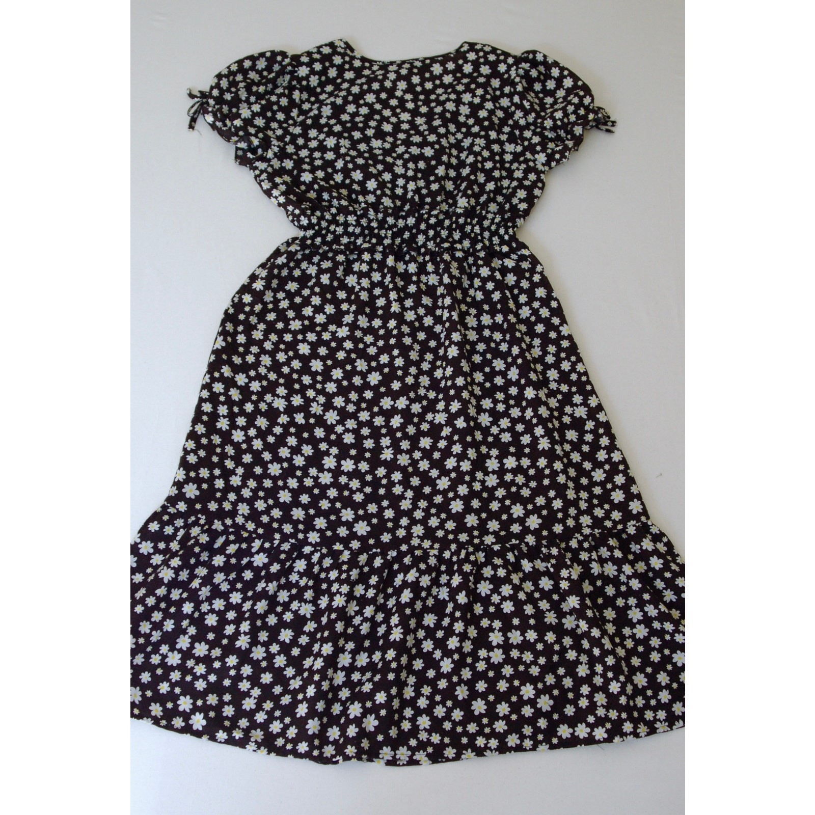 Charlotte Russe Black Daisy Dress Ruffle Tiered Midi M Cottagecore 90s Grunge