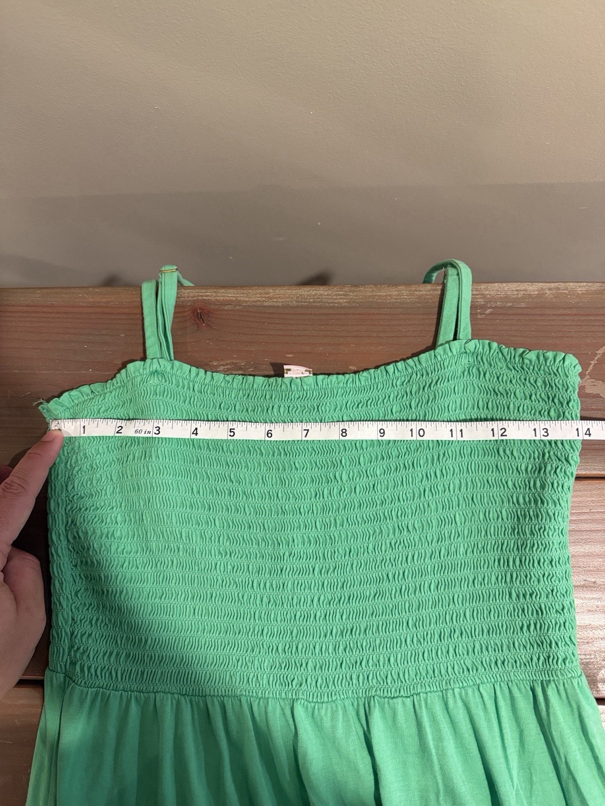 Lilly Pulitzer Green Smocked Square Neck Embroidered Pom-Pom Midi Sundress L