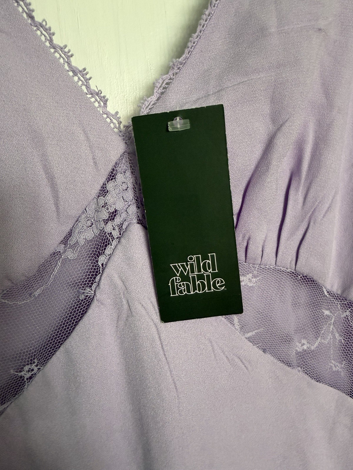 Wild Fable Women’s Lavender Solid Lace Trim Slip Midi Dress V-Neck Strappy XXS