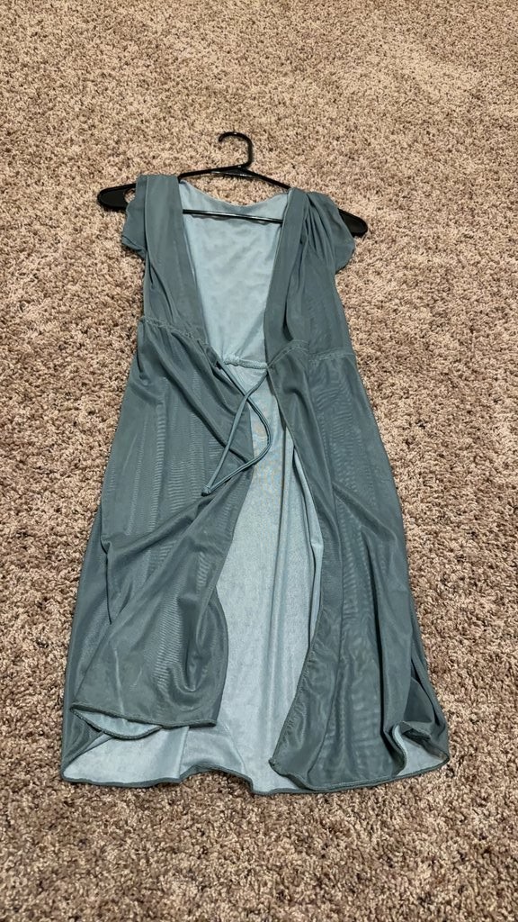 Elegant Blue Wrap Dress with Cap Sleeves