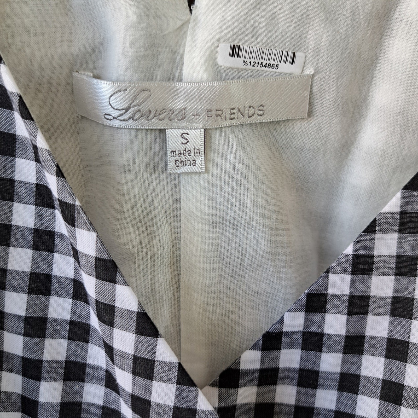 LOVERS + FRIENDS Black Gingham Gigi Wrap Mini Dress Small 2-4 Sundress Ruffle