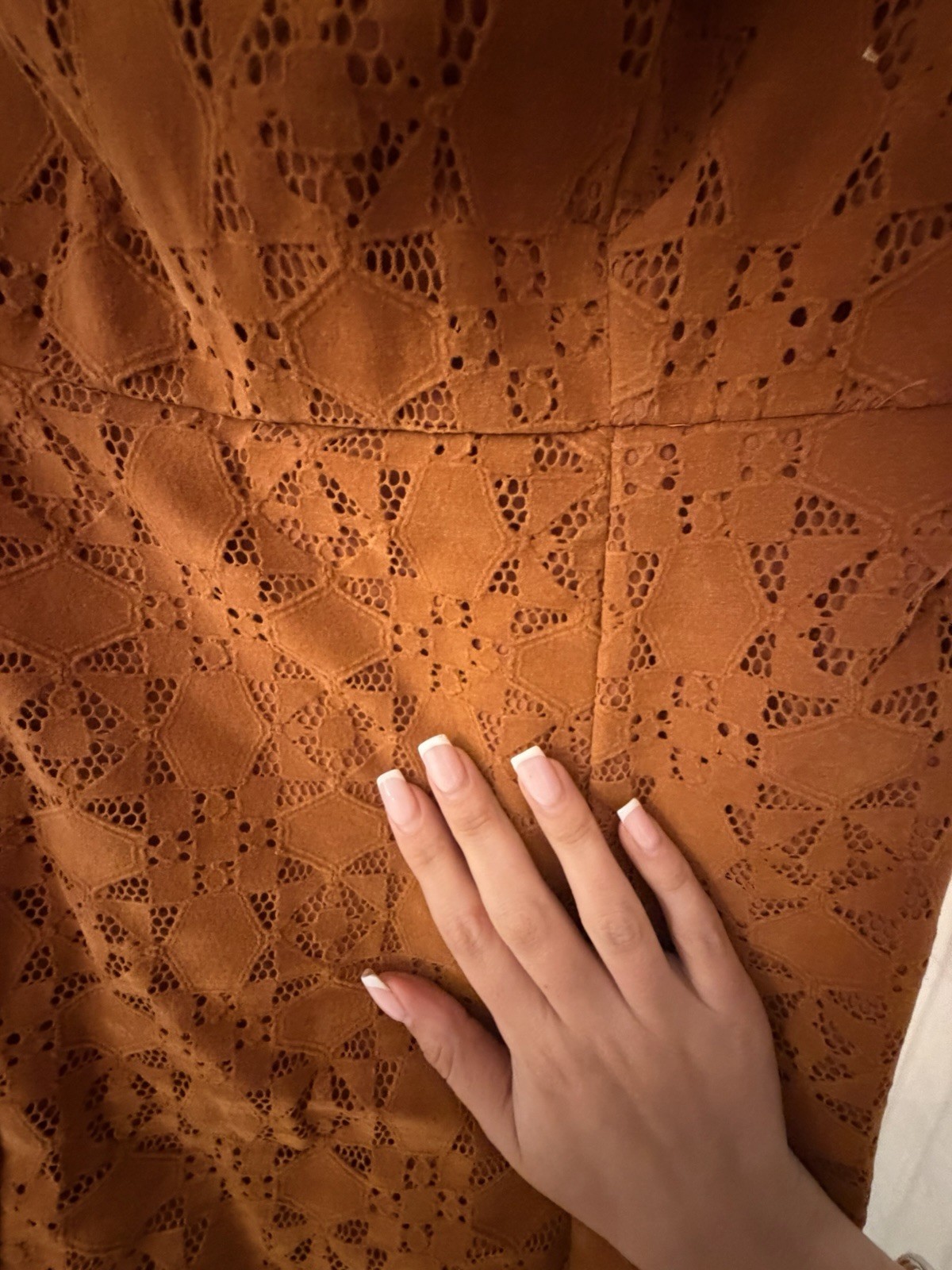 Anthropologie Brown Eyelet Lace Square Neck Sleeveless dress 4