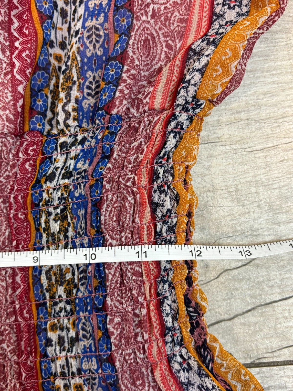 Fig & Flower Floral Tiered Patchwork Boho Smocked Maxi Dress S Cottage Peasant