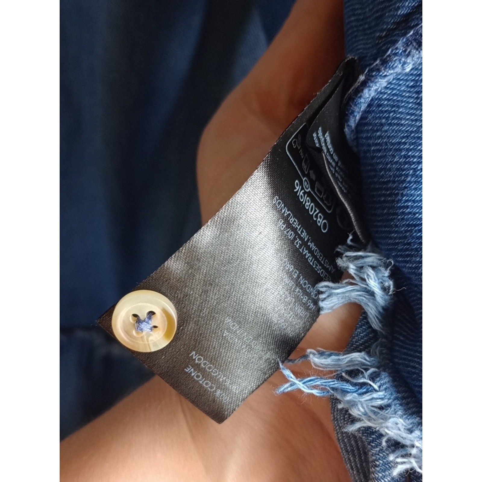 Anthropology Jean Button Front Long Sleeve Distressed Full Maxi Pockets Size S