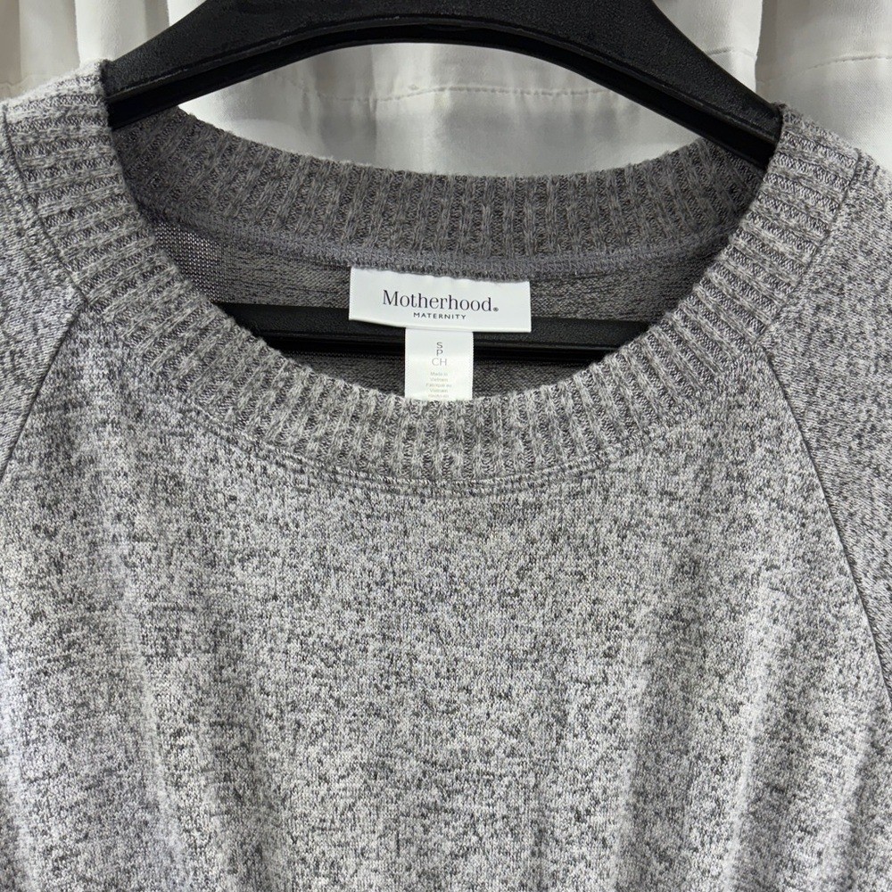 Motherhood Maternity NWT Gray Knit Drawstring Waist Long Sleeve Midi Dress