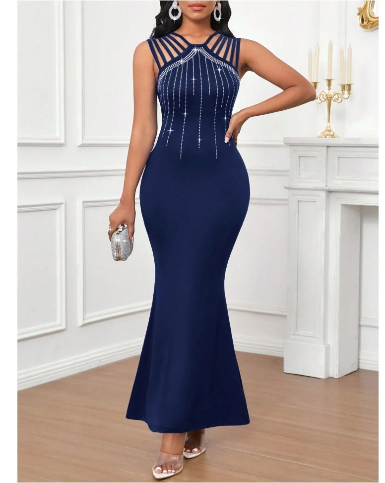 Ladies Elegant Wedding Guest Spring Summer Autumn Winter Sleeveless Hot Diamond