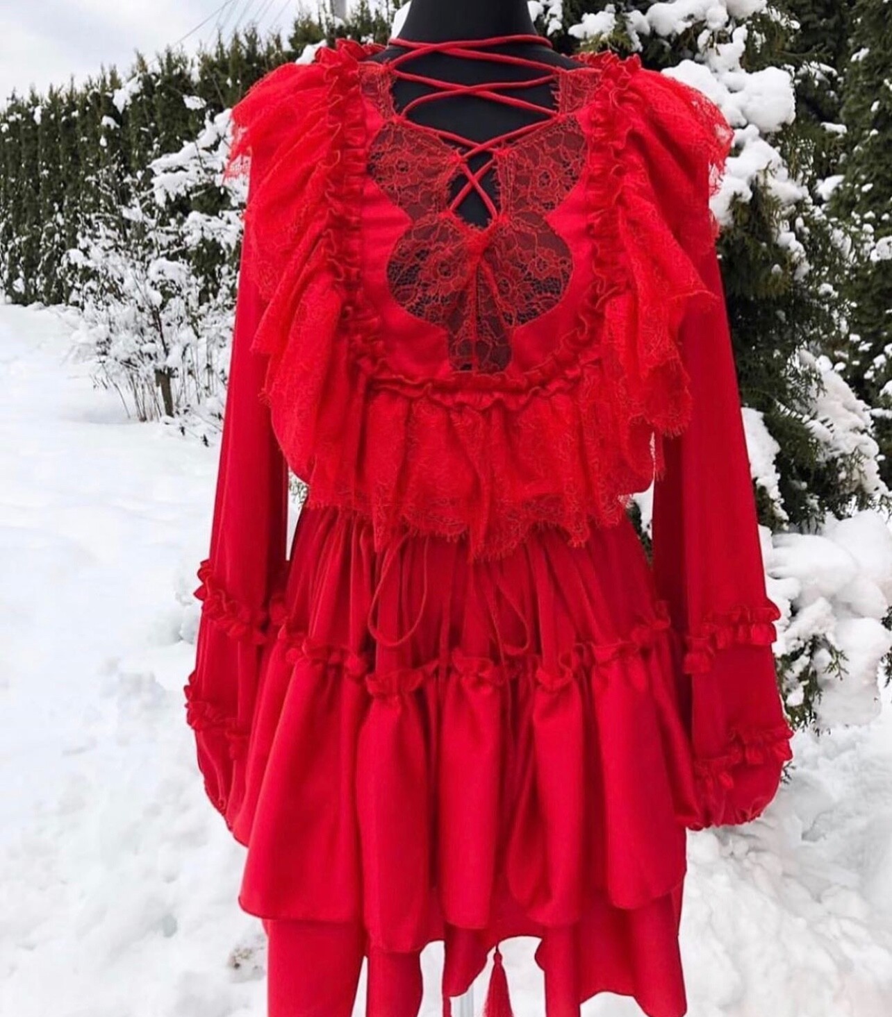 Red custom Silk dress