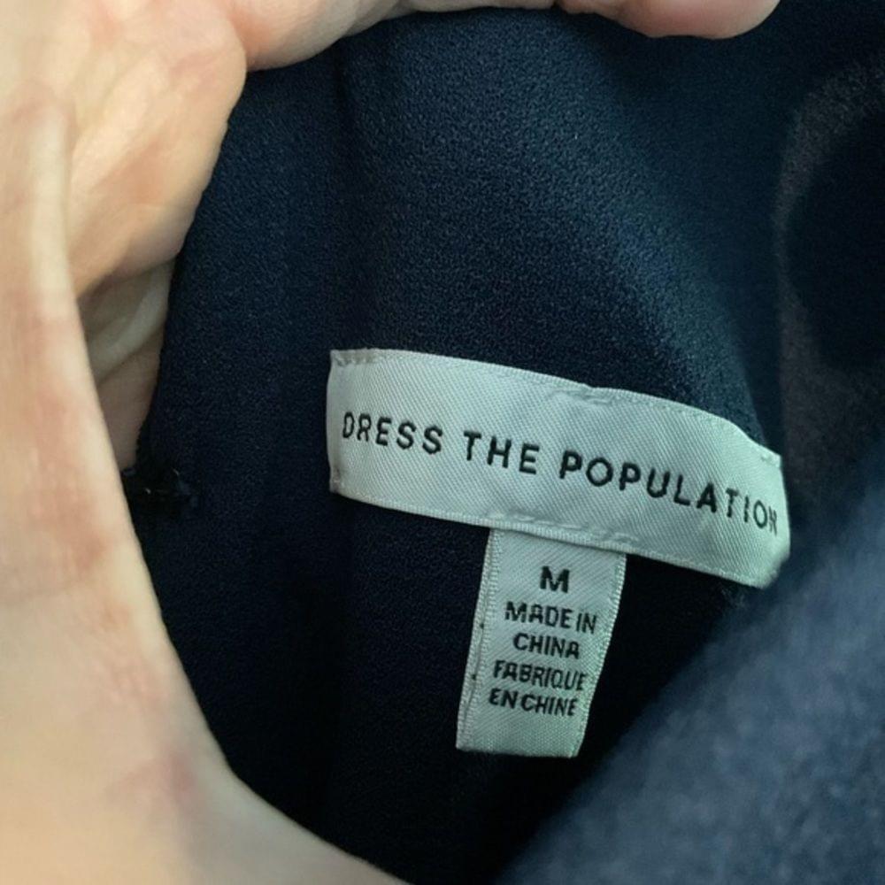 NWT Dress The Population Midnight Blue Lita Tie V-Neck Fitted Midi Dress Medium