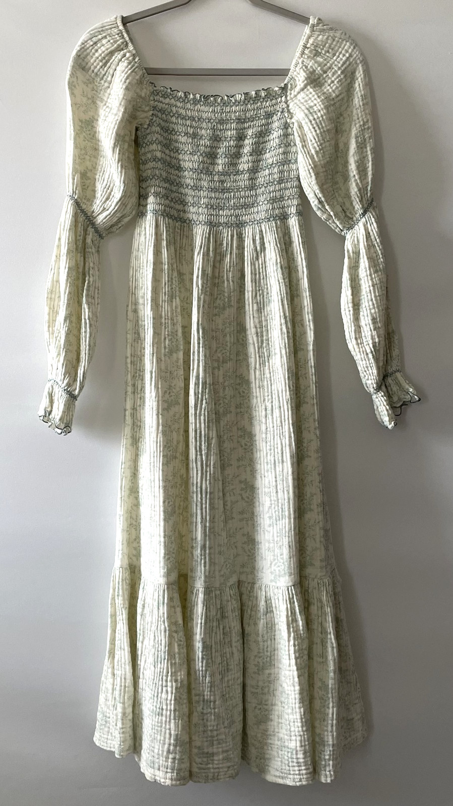 Nothing Fits But Floral Smocked Square Neck Midi Dress Long Sleeve Size S-C