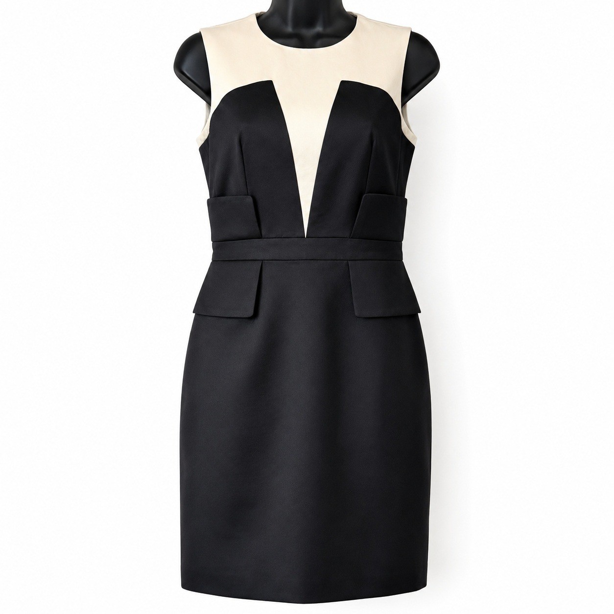 Martin Grant Paris Sheath Dress Colorblock Peplum Silk Blend Made In France 36