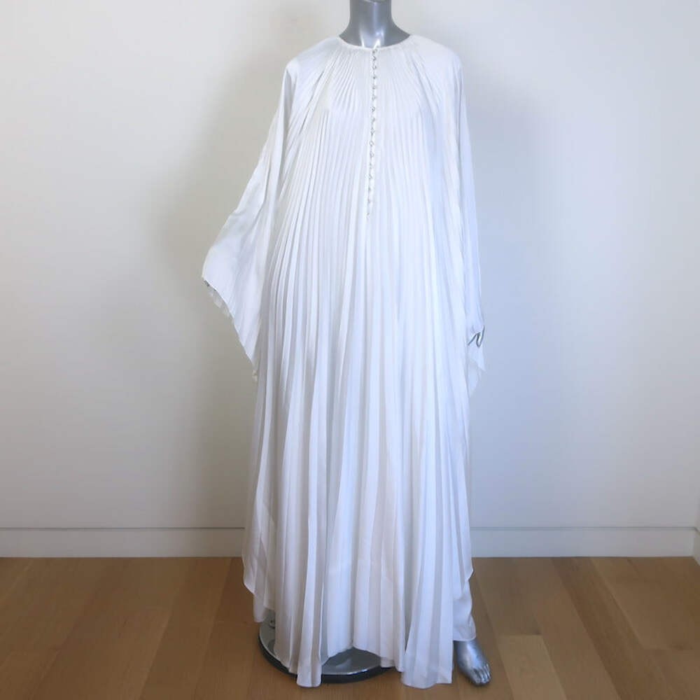 SemSem Crystal-Embellished Plisse Satin Maxi Dress White Size Medium