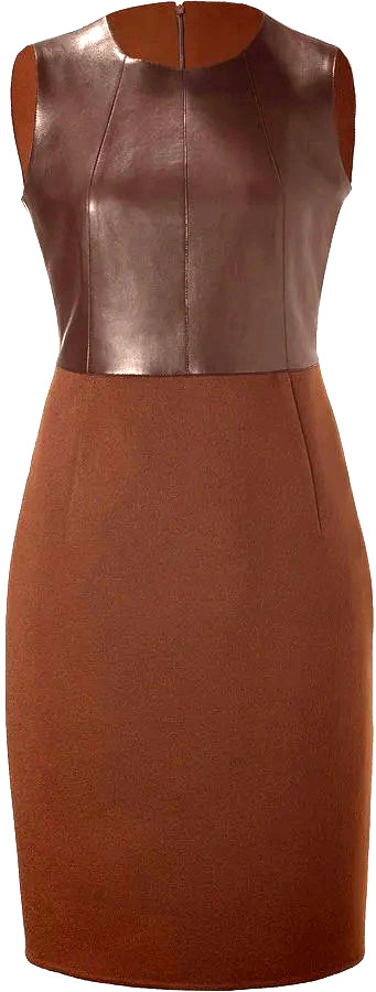 Akris Sheath Dress Leather Cashmere in Dark Brown size 10 New