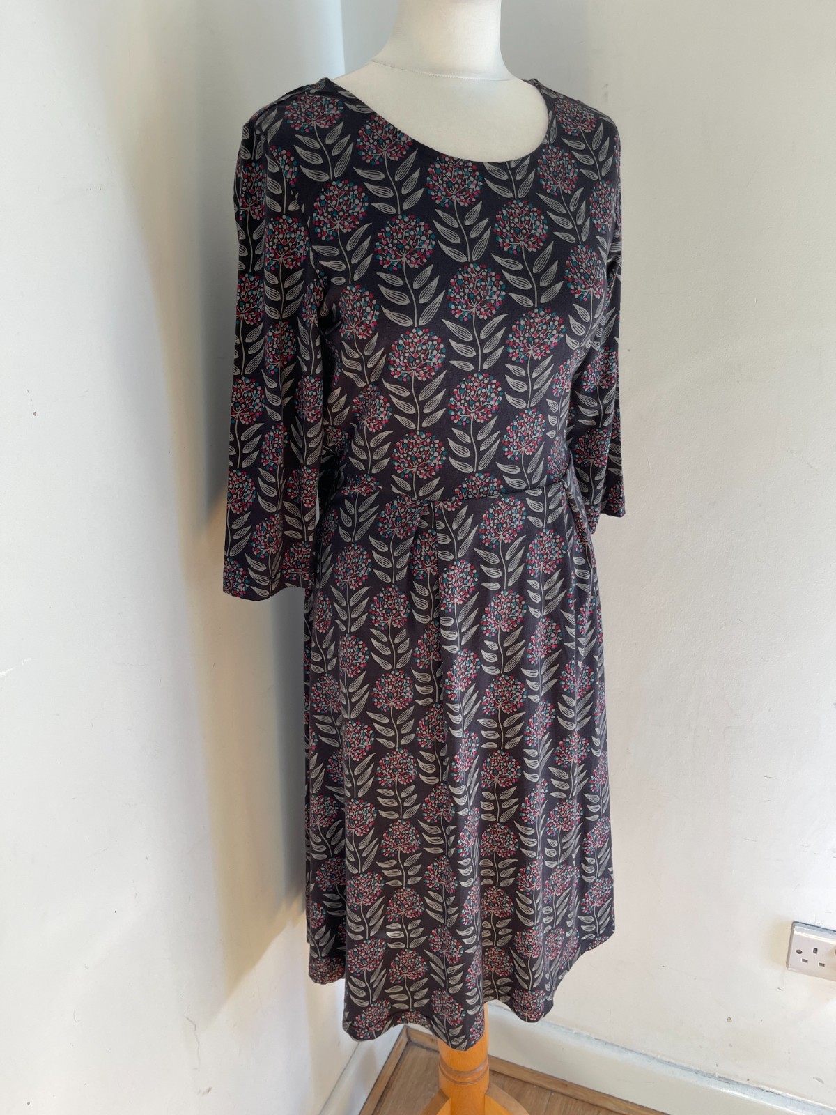 Seasalt The Mouls Dress II UK 10 Floral A line pattern print cotton jersey
