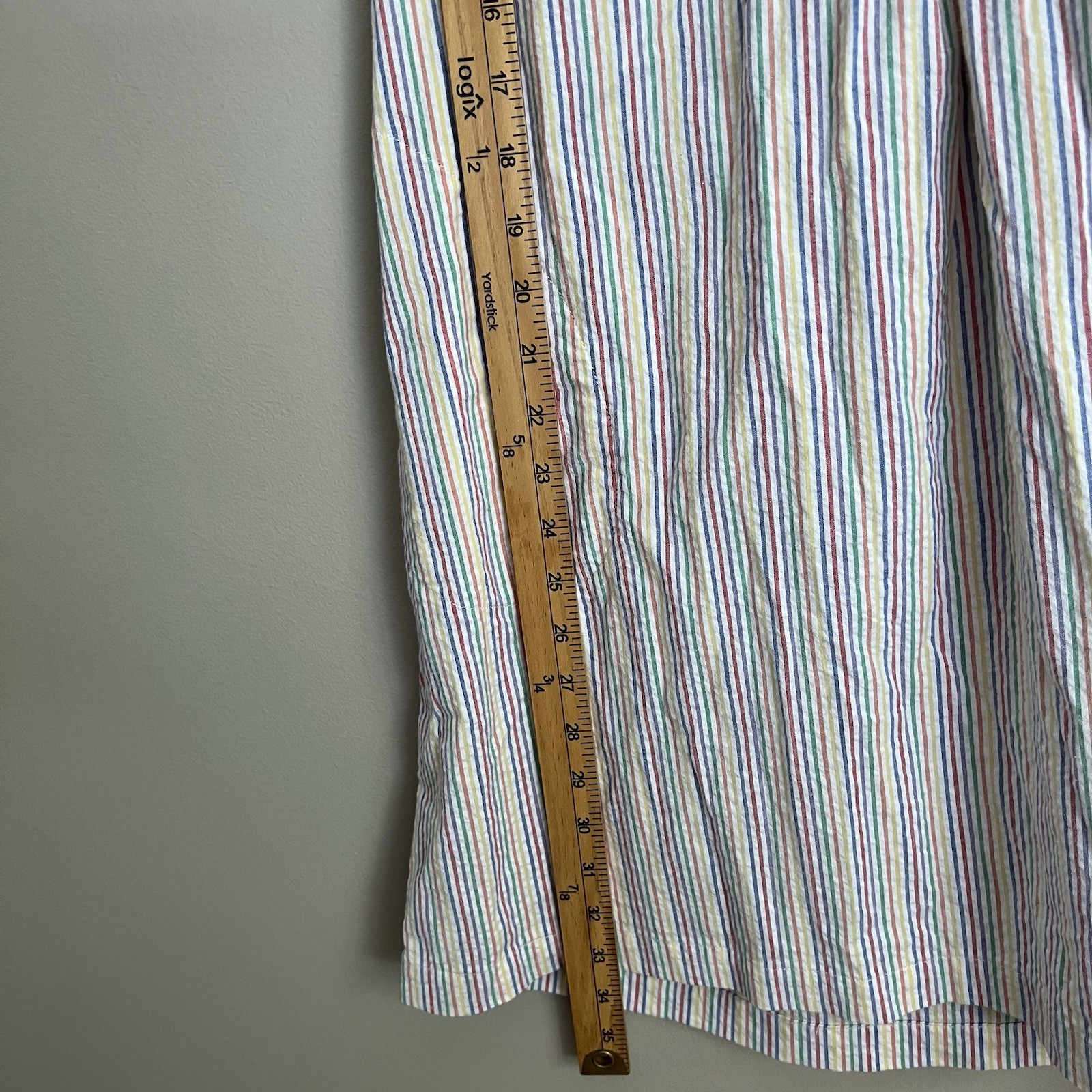 Sara Campbell 100% Linen Shift Dress S Sleeveless Coastal Preppy Seersucker