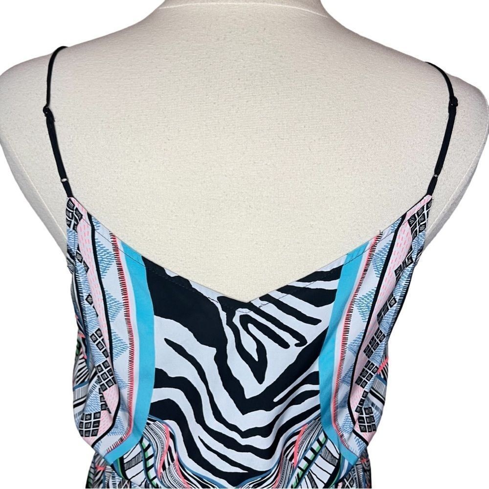 EXPRESS Zebra Geometric Print Mini‎ Slip Dress w/ Elastic Waist, Medium