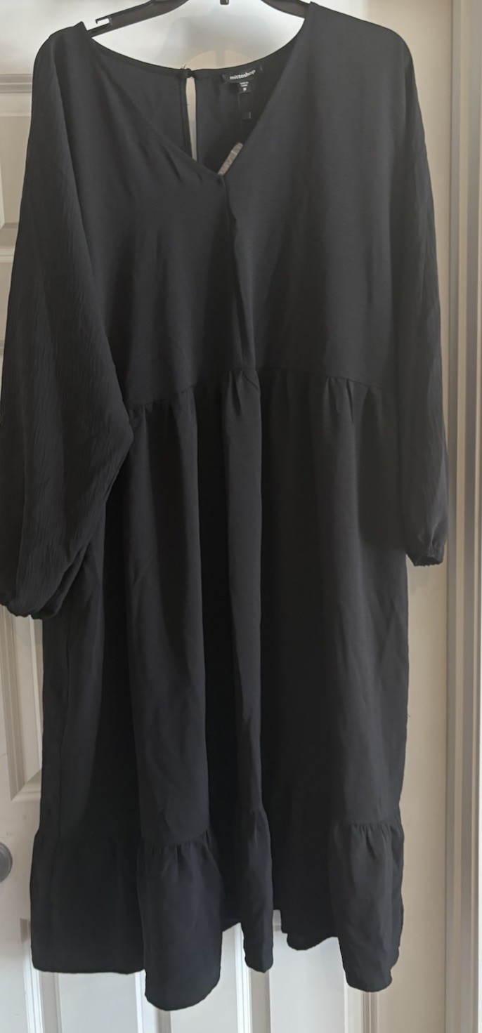 Mittoshop The Stevie Botique Long Sleeve Black Dress Size Medium NWT