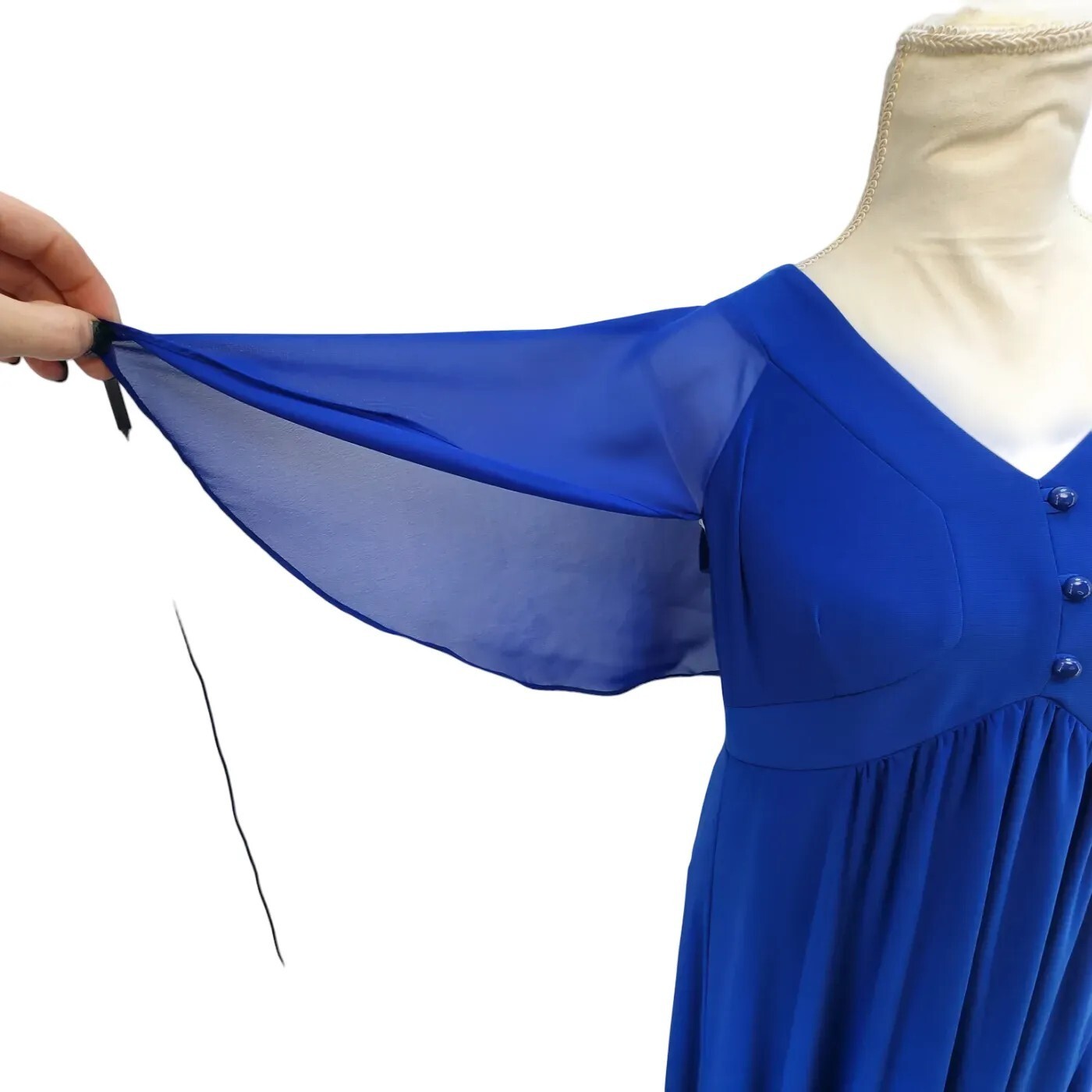 Antthony Studio Royal Blue Flutter Sleeve Midi Dress NWOT M