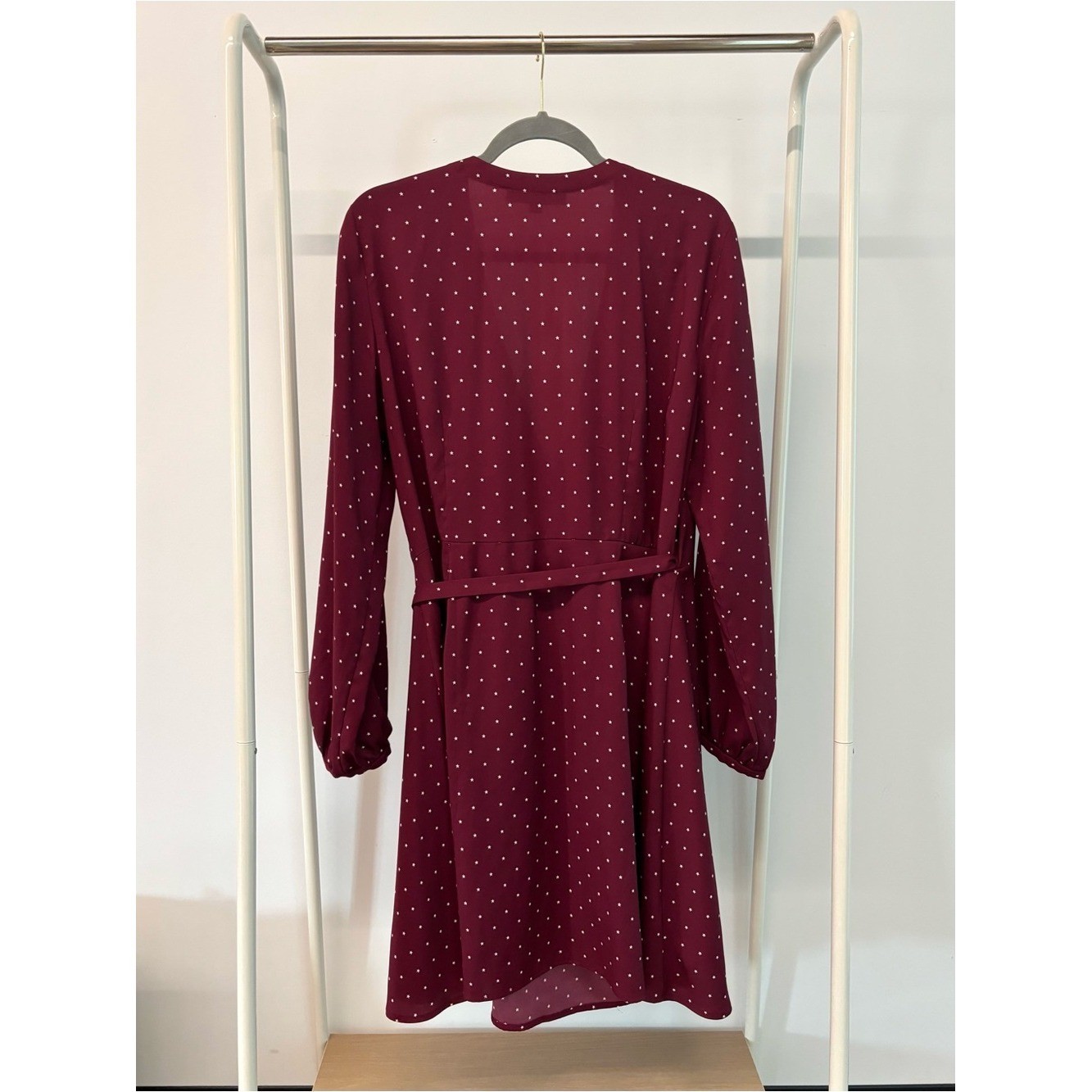 LOFT Burgundy Star Print Wrap Dress