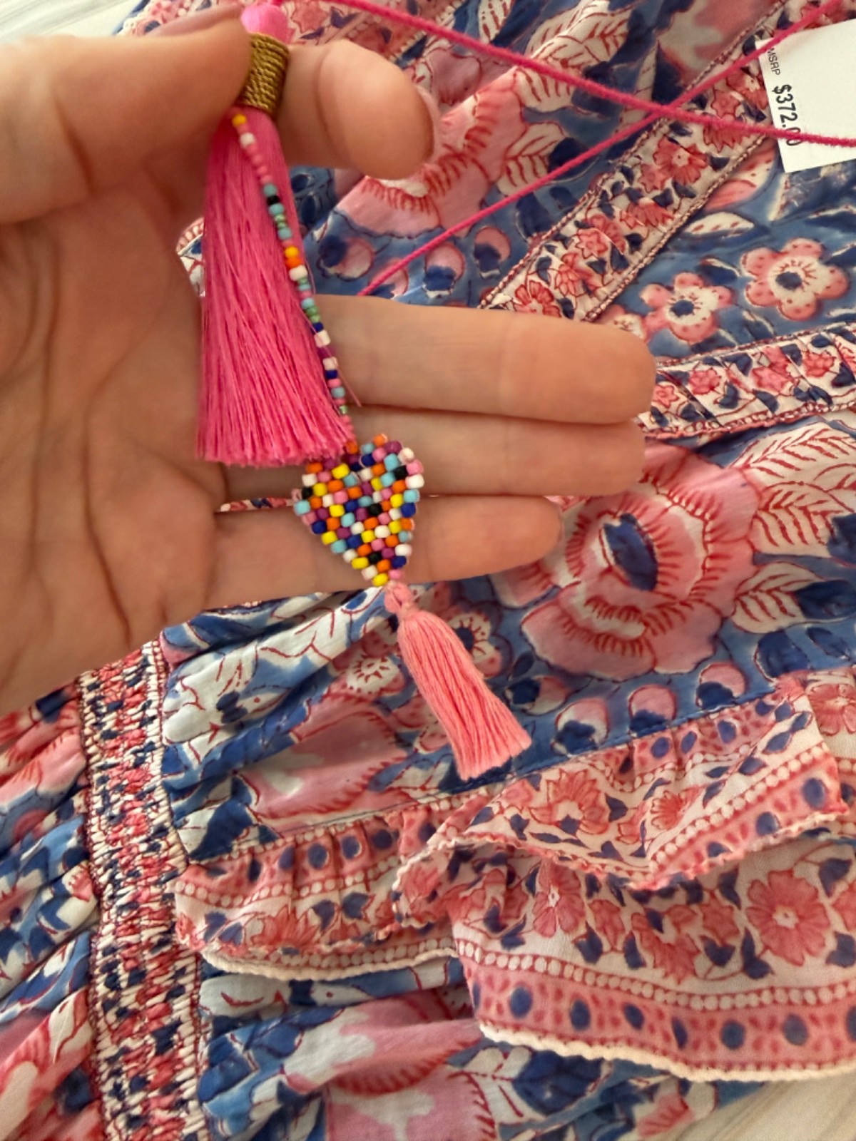 NEW! BELL by Alicia Bell Phoebe Maxi Dress Pink Blue V Neck Size XS $372