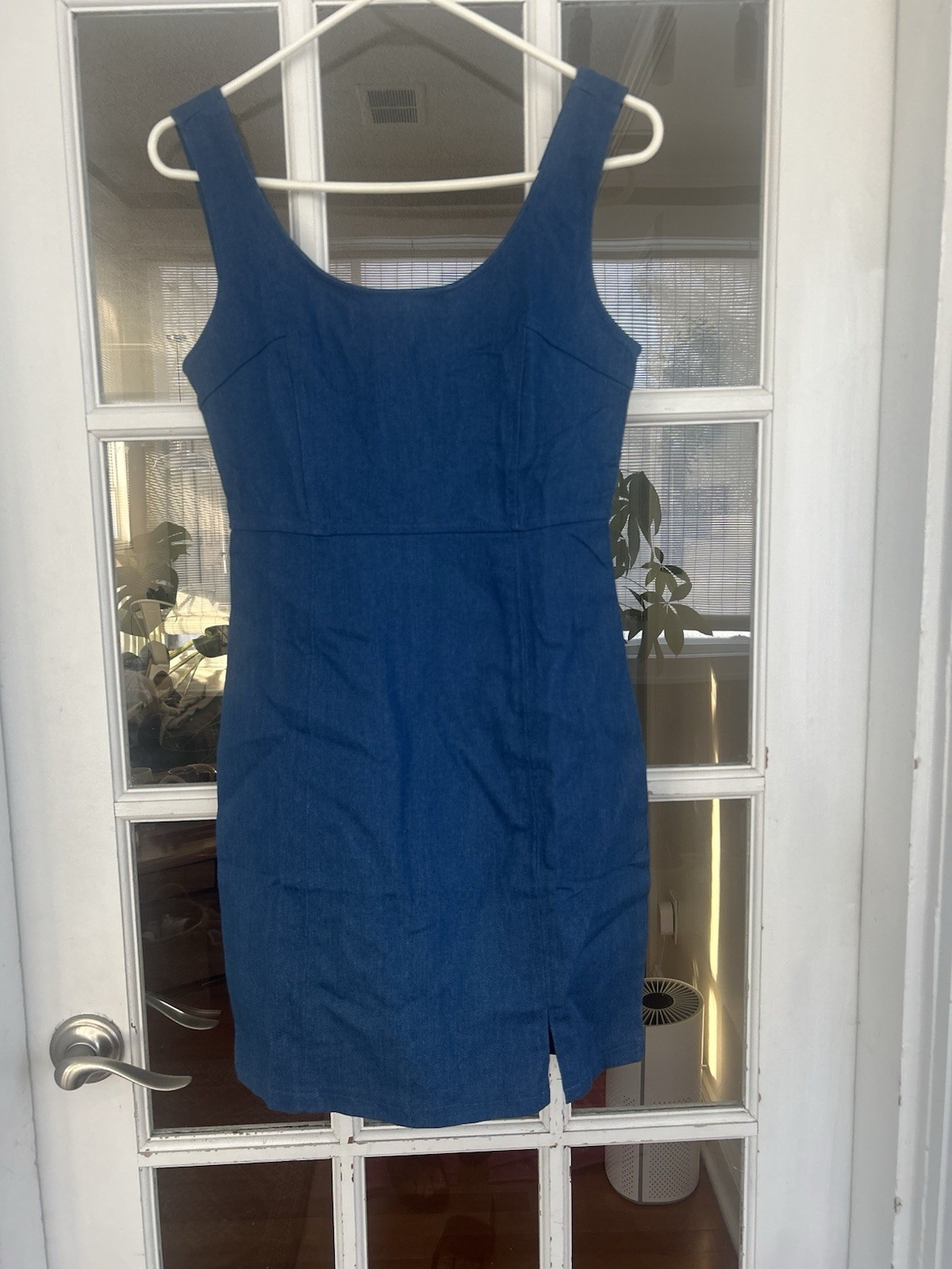 Women’s Denim small sleeveless dress mid thigh length tank top stretchy
