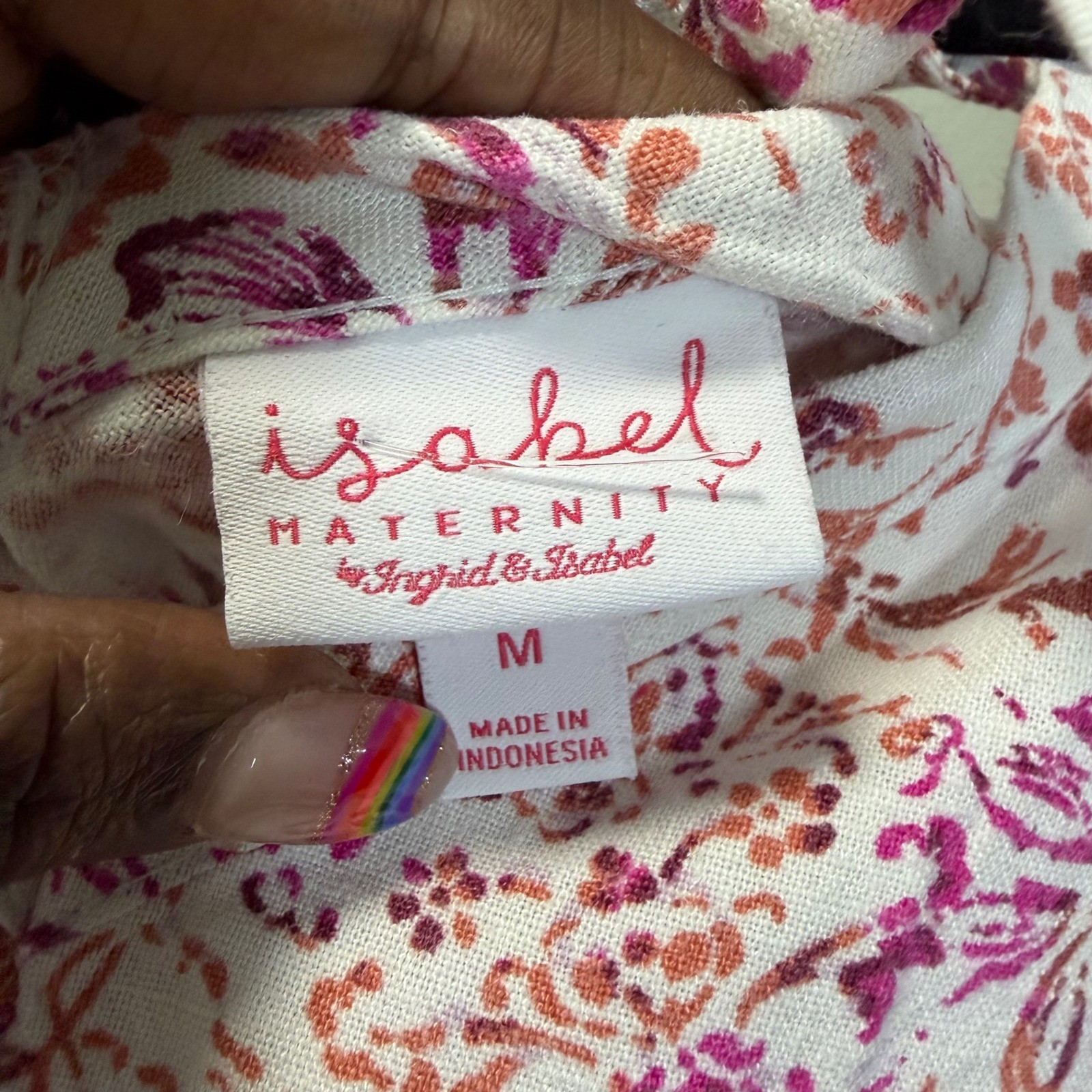 Isabel Maternity by Ingrid & Isabel Floral Linen Blend Tiered Dress Medium