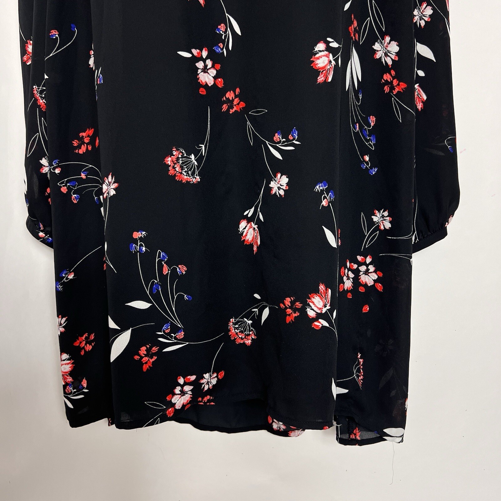 Worthington Dress Womens Large Long Slit Sleeve Above Knee Shift Floral Sundress